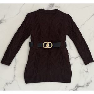 Schattige Gebreide Baby & Peuter Jurkje ""Bruin"", verkrijgbaar in de maten 68 t/m 104