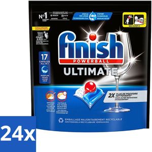 24 x Finish - Vaatwasmiddel - Ultimate Vaatwastabletten Regular - Krachtige Reiniging - 17 capsules - Vaatwastabletten - Vaatwasser Capsules - Finish Ultimate - Vaatwasser Schoonmaak - Vaatwasser Tabletten