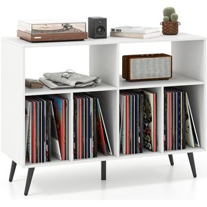 Platenspeler Meubel - LP-kast - Platenspelerkast - Draaitafelstandaard - Platenspelerstandaard - Vintage Displayplank - Wit
