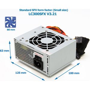 LC300SFX V3.21 power supply unit - LC Power 300W SFX form factor PC voeding - 1xPCI-E 6 pin -Grijs