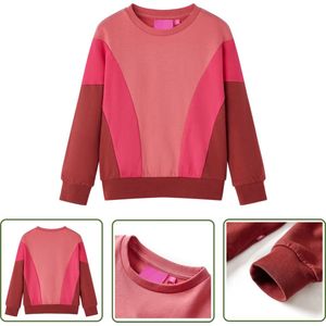 vidaXL Meisjestrui - Kindertrui - Kindertrui kleurenblok 140 roze en hennakleurig - Roze Trui - Gekleurde Trui - Kattentruitje