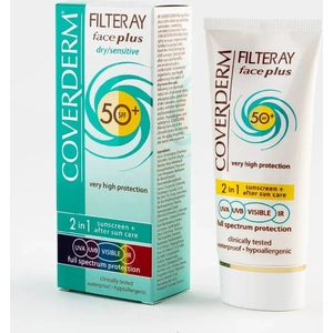 Coverderm Filteray Face Plus Droge Gevoelige Huid SPF 50+ / 2 in 1 zonnecrème voor de droge, gevoelige huid SPF 50+ 50 ml