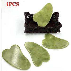 Gua Sha Steen - Natuurlijke Groene Jade | Gezichtsmassage & Huidverzorging | Stimuleert Bloedsomloop | Anti-aging & Ontspannend | Geschikt voor Gezicht en Lichaam