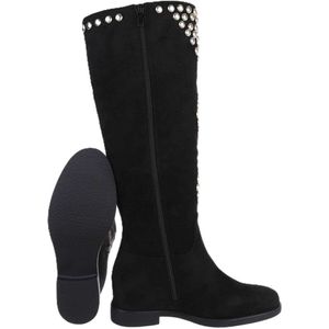 Dilena fashion laarzen suede studs bewerkt zwart