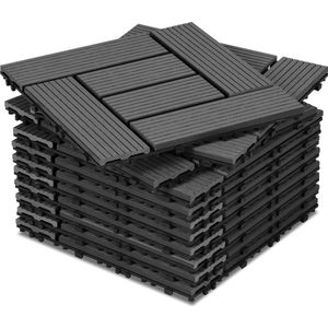 WPC kliktegels 2m² 22st. | Terrastegels, balkontegels, houten tegels - antraciet, 30x30 cm