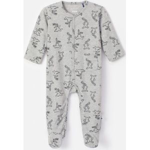 Woody kruippakje baby unisex - grijs - haas all-over print - 232-10-RBQ-Q/932 - maat 68