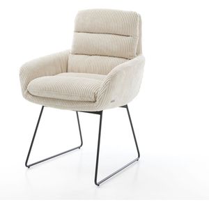 Gestoffeerde-stoel Abelia-Flex met armleuning slipframe zwart koord beige