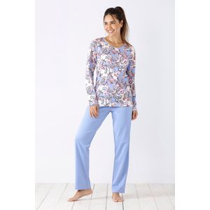 Hajo dames pyjama paisley bloem - Blauw - Maat - 36/38