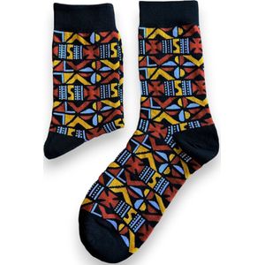 Afrikaanse sokken / Afro sokken - Bruine bogolan - Afrika print kousen / Happy Colorful Socks / Vrolijke sokken Maat 35-40