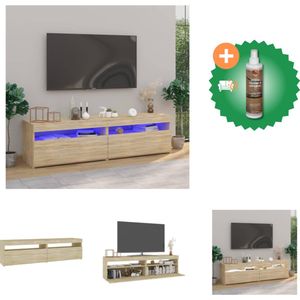 vidaXL tv-meubel - LED-verlichting - moderne stijl - voldoende opbergruimte - sonoma eiken - bewerkt hout - 75x35x40 cm - Kast - Inclusief Houtreiniger en verfrisser