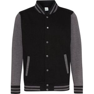 Awdis Unisex Varsity Jacket (Straalzwart/houtskool)