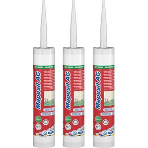 MAPEI Mapesil AC Siliconenkit Multipack - Voor Afdichten Van Voegen - Kleur 100 Wit - 310 ml - 3 Stuks