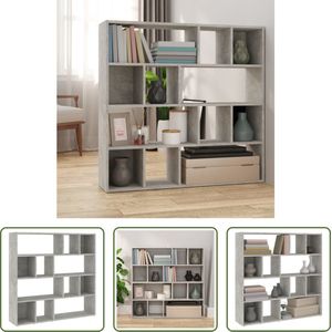 The Living Store Boekenkast Betongrijs - 105 x 24 x 102 cm - Stevig bewerkt hout