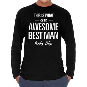 Awesome Best man - geweldige getuige cadeau shirt long sleeve zwart heren - kado shirts / huwelijk cadeau M