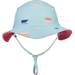 Snapper Rock - Omkeerbare UV Bucket Hoed voor jongens - Maritieme Fliers - Lichtblauw/Koraal - maat S (46CM)