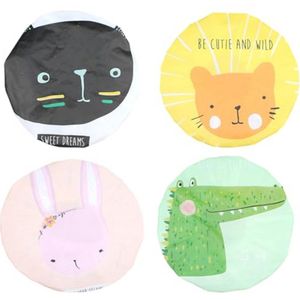 4 stuks douchemuts voor kinderen, karikatuur, elastische waterdichte douchemuts, herbruikbare douchemutsen