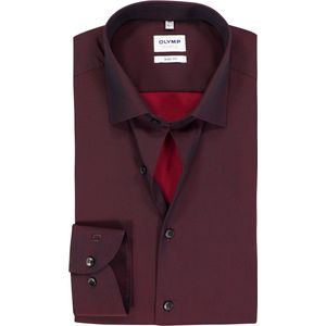 OLYMP - Level 5 - Overhemd - Bordeaux Rood - Strijkvriendelijk - Kent Kraag