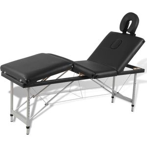 vidaXL Massagetafel 4 zones aluminium zwart