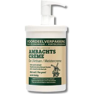 Ambachtscrème 1000ml, MJ Drent Products BV, Oud Hollandsche Ambachtscrème, bodycrème, handcrème, voetcrème, droge handen, droge voeten