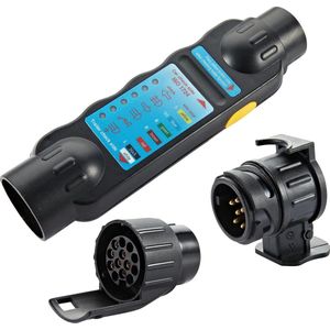 Aanhangwagen Stekkertester Met 2 Adapters 7 en 13 Polig - ISO 1724 - 12V