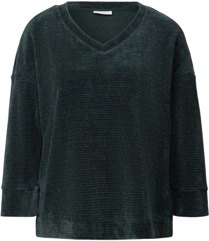 STREET ONE - Trui - Evernight Green - 3/4 Mouwen - Met Ribboorden