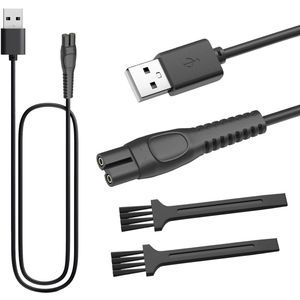 5 V USB-scheerapparaat oplaadkabel - geschikt voor Philips Norelco S1113 1112 S1213 5831 PQ888 - 2 stuks met borstel