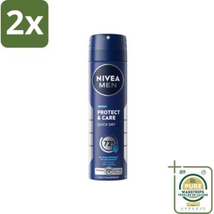 Nivea - Men - Deodorant - Spray - Protect & Care - 150 ml - Voordeelverpakking - 2 stuks - Deodorant spray - Anti-transpirant
