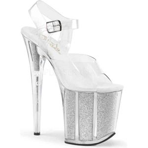 Pleaser - FLAMINGO-808G Sandaal - Zilverkleurig/Transparant - Synthetisch
