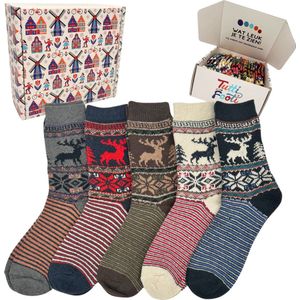 Tutti Footi - Vintage Huissokken - 5 Paar - Met Rendieren - Noorse Stijl