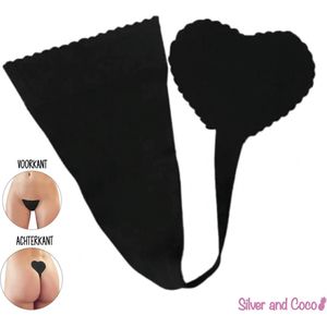 SilverAndCoco® - Plak String Naadloos / Seamless Onderbroek Dames / Zacht Brazilian Slipje / Naadloos Stretch Ondergoed Vrouw / Zwarte Strings Dames Lingerie Broekje Slip - Zwart / Black Small S