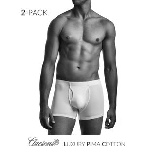 Claesen's® - Heren Pima 2-Pack Long Boxer - Wit - 10% Lycra - 90% Katoen