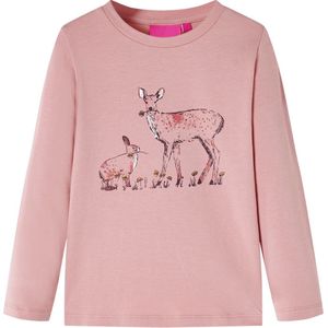 vidaXL - Kindershirt - met - lange - mouwen - 104 - roze