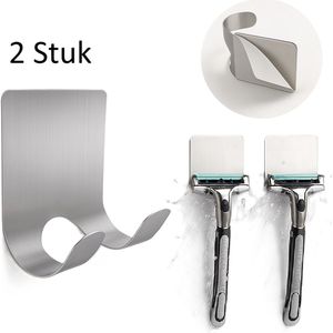 2 Stuks RVS Scheermeshouder I Scheermes Bakje I Zelfklevende Scheermeshouder I Haak Voor Scheermes I Scheermes Ophangen I Zilver