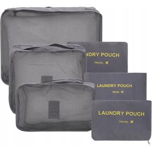 Koffer Organizer - Packing Cubes - Set van 6 - Bagage Zakken - Koffer Net - Grijs - Rheme