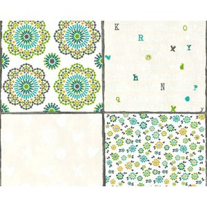 PATCHWORK TEGEL BEHANG - Creme Geel Groen - AS Creation COZZ