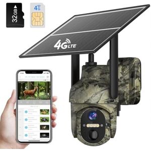 WNHB® Wildcamera met Nachtzicht Zonnepaneel Bewegingssensor en Wifi Buitencamera voor Dierenobservatie