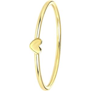 Lucardi Dames Ring met hart - Ring - Cadeau voor vrouwen - 14 Karaat Goud - Geelgoud