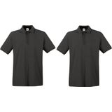 2-Pack maat L donkergrijs polo shirt premium van katoen voor heren - Polo t-shirts voor heren