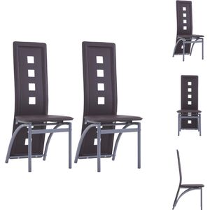 vidaXL Eetkamerstoelen - Bruin - Kunstleer - 43 x 55.5 x 108 cm - Ergonomisch ontwerp - Set van 2 stoelen - Eetkamerstoel