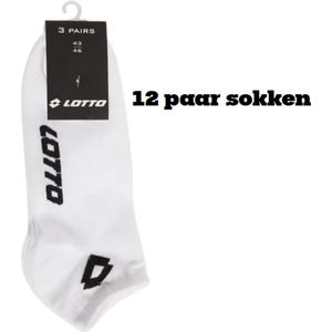 12 paar LOTTO Sneakersokken Wit 43-46 + EXTRA Nagelschaar setje