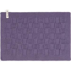 Knit Factory Gebreide Placemat - Onderlegger Uni - Eetmat - Violet - 50x30 cm