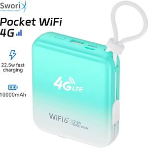 Xcruiser - Mifi - 4G Router - 10000mAh - Wifi6 - SIM-kaart Slot - Mobiele Wifi Hotspot