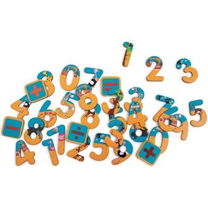 60x Magnetische kartonnen cijfers/nummers safari thema - Koelkast speelgoed magneten cijfers - Leren rekenen en tellen