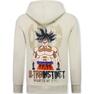 Oversized Hoodie Heren met Capuchon - Trui Heren GOKU Ultra Print - Dik Geweven Sweater Heren - 5562 - Beige