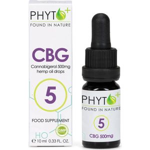 Phyto Plus® CBG Olie - Druppels 5% - Full Spectrum - 5 Procent - Cannabigerol - CBG - 500mg - Puur - Supplement - Hennepolie - Cannabis olie - Wietolie