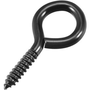 1,4 inch Ooghaken - Set van 14 stuks met Zelfsnijdende Schroef - Zwarte Ophanghaken - Ringen