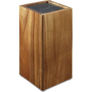 Messenblok van acaciahout met borstelinzet - messenblok onuitgerust van hout - universeel voor keukenmessen, koksmessen, kookbestek