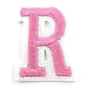 Alfabet Strijk Letter Embleem Patches Roze Wit Letter R / 3.5 cm / 4.5 cm