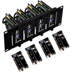 10 inch 2U Rackhouder voor Raspberry Pi met PCIe naar M.2 NVMe SSD-adapters