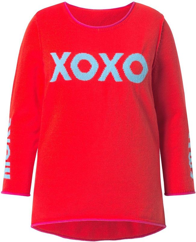 Angel of Style - Dames - Trui straight fit statement open afgewerkt - Neonrood - Maat 42+